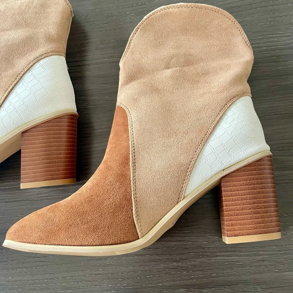 Chestnut Color Block Suede Boot - Picture 11 of 16